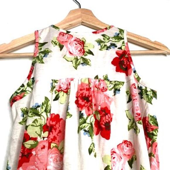Soprano Girls Blouse White Red Floral Sleeveless Scoop Neck Stretch Lace XL (16) - Picture 8 of 10